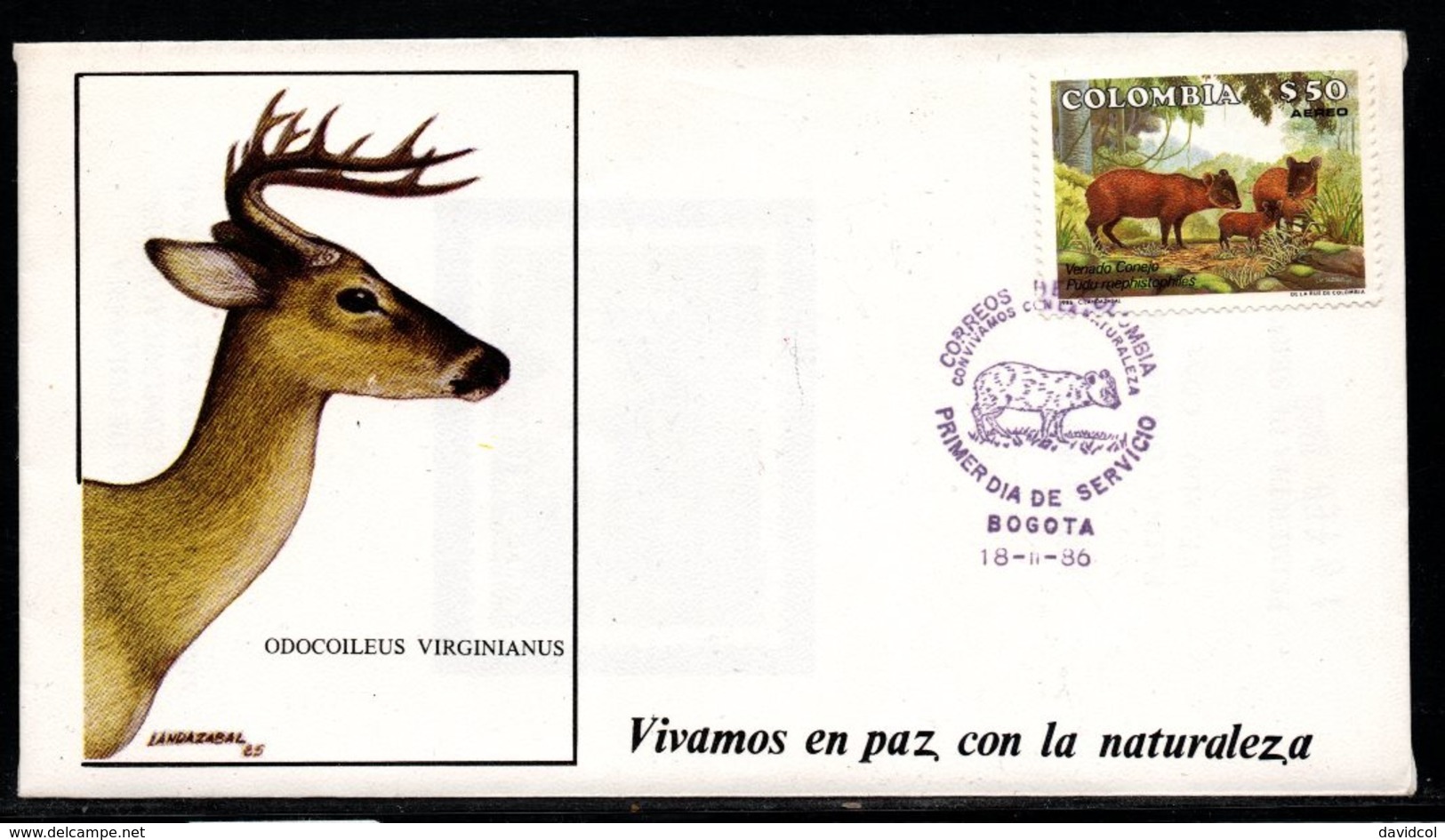 COLOMBIA- KOLUMBIEN - 1986. FDC/SPD.  FAUNA. - Colombie