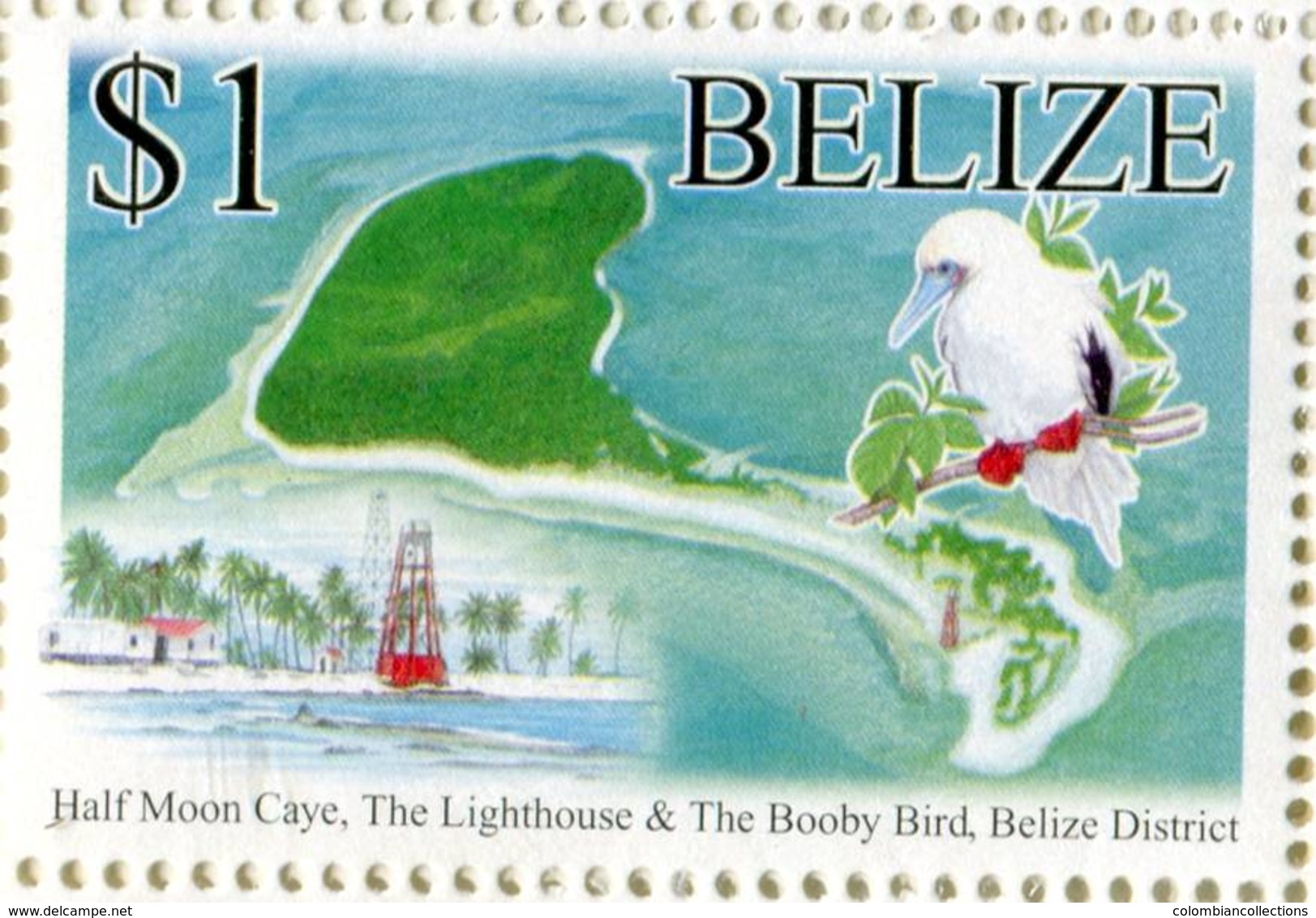 Lote Be3, Belize, 2005, Sello, Stamp, Half Moon Caye, The Lighthouse & The Booby Bird, Ecological And Heritage Sites - Belize (1973-...)