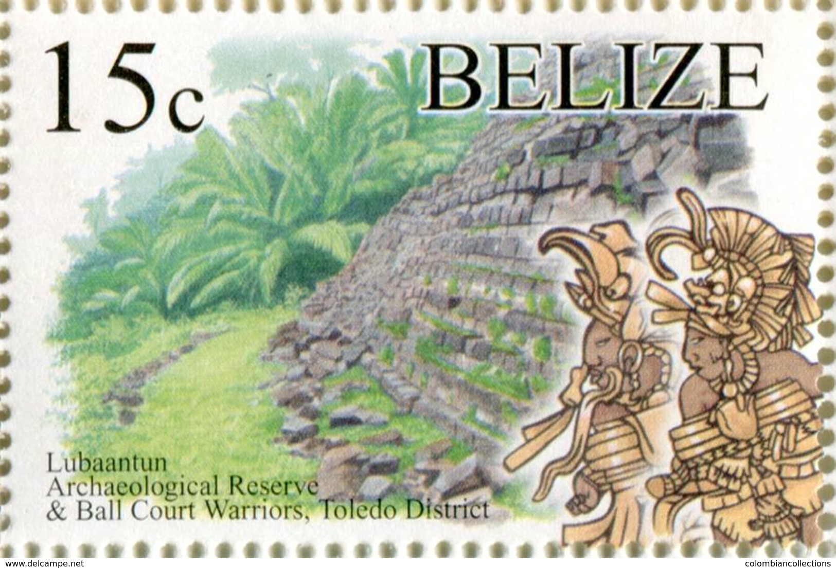 Lote Be4, Belize, 2005, Sello, Stamp, Lubaantun Archaeological Reserve, Ecological And Heritage Sites, Indigenous - Belice (1973-...)