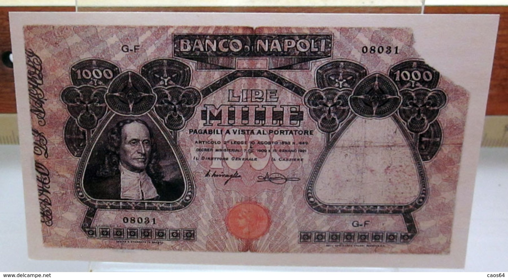 MINI BANCONOTA FAC-SIMILE LIRE MILLE BANCO NAPOLI - Specimen