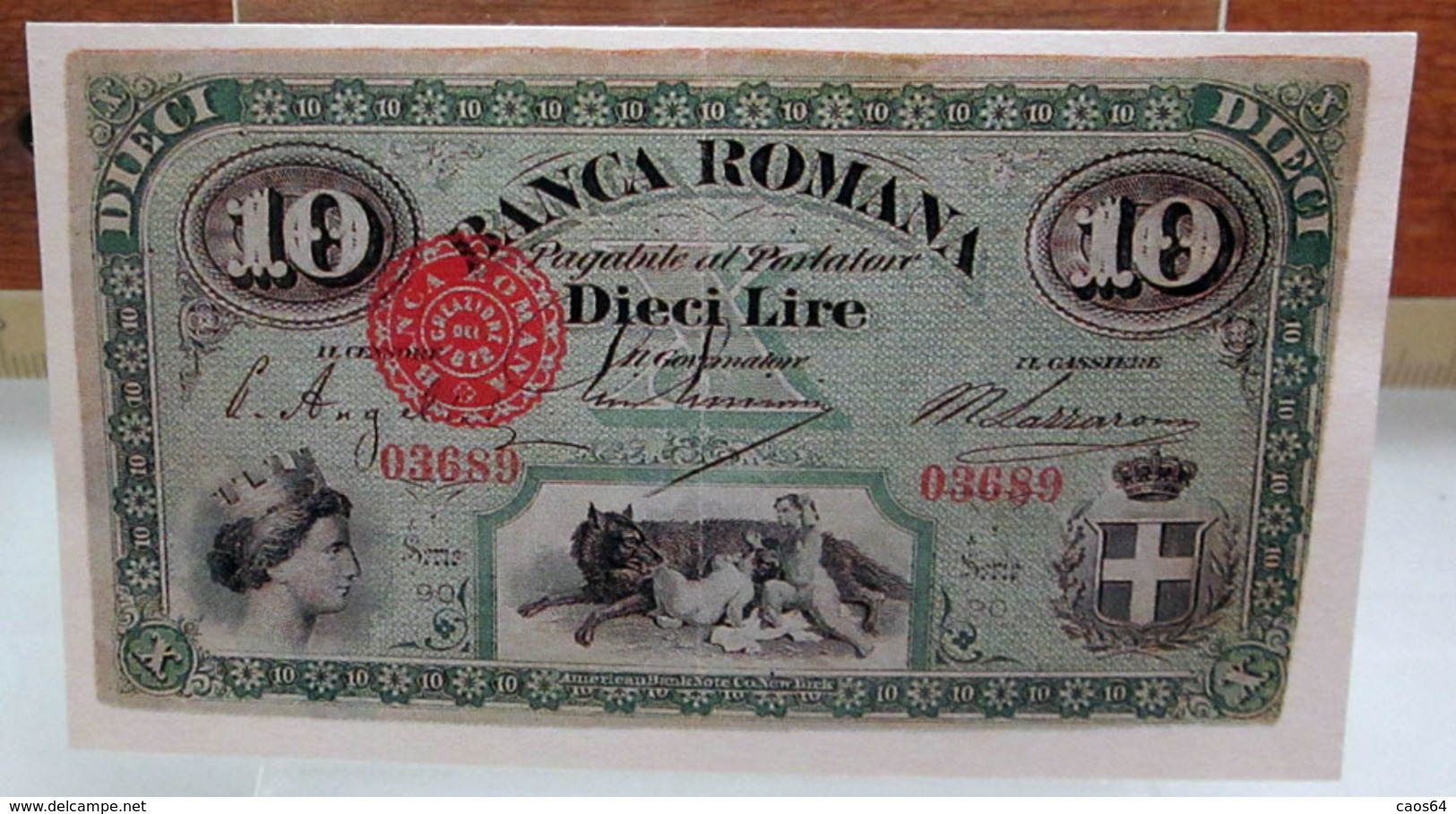 MINI BANCONOTA FAC-SIMILE DIECI LIRE BANCA ROMANA - Specimen