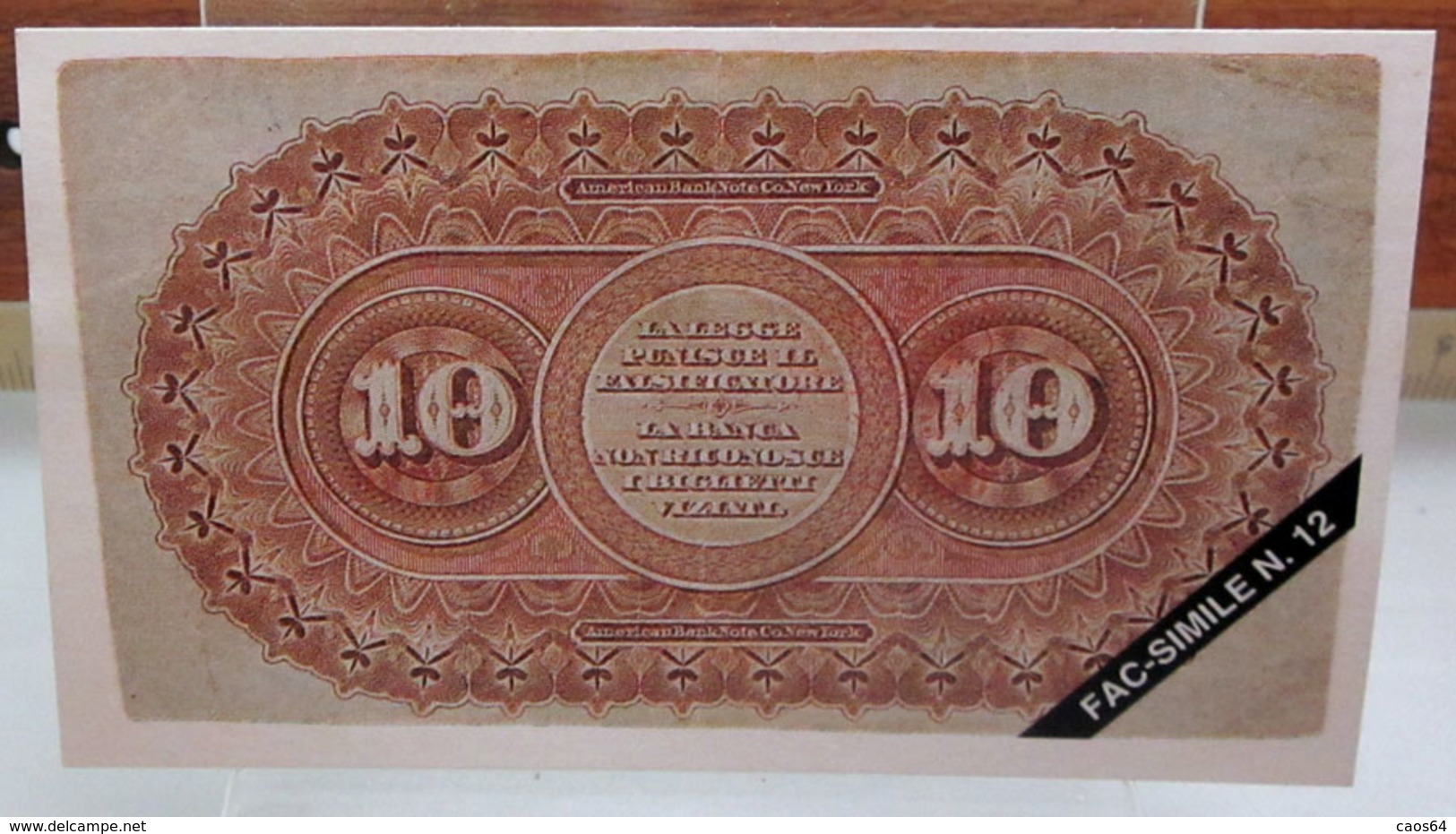 MINI BANCONOTA FAC-SIMILE DIECI LIRE BANCA ROMANA - Specimen