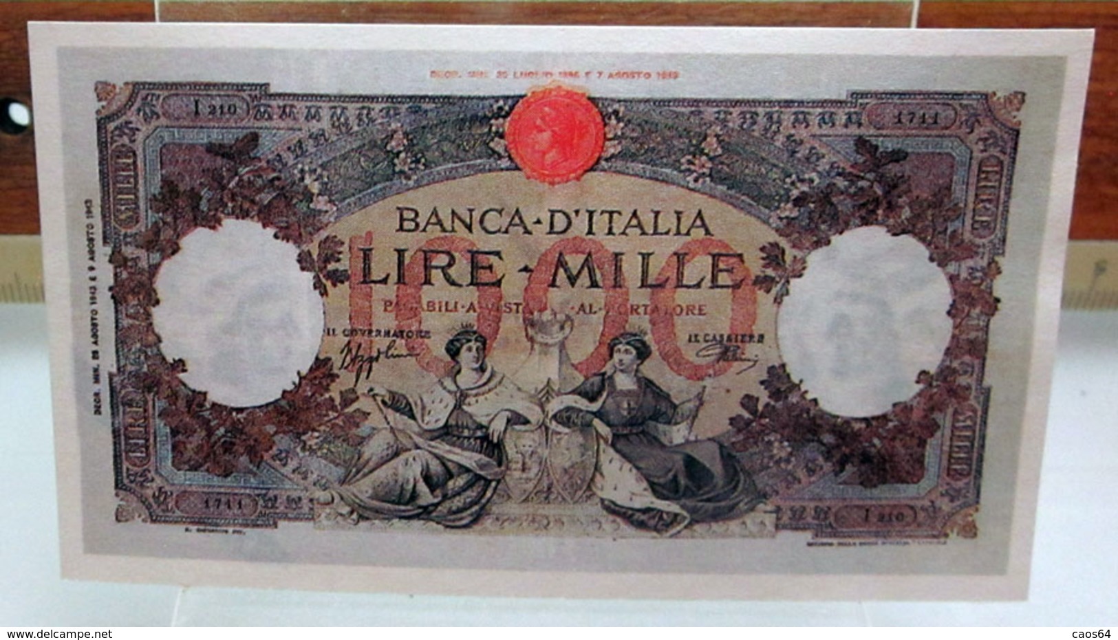 MINI BANCONOTA FAC-SIMILE LIRE MILLE 1943 - Specimen