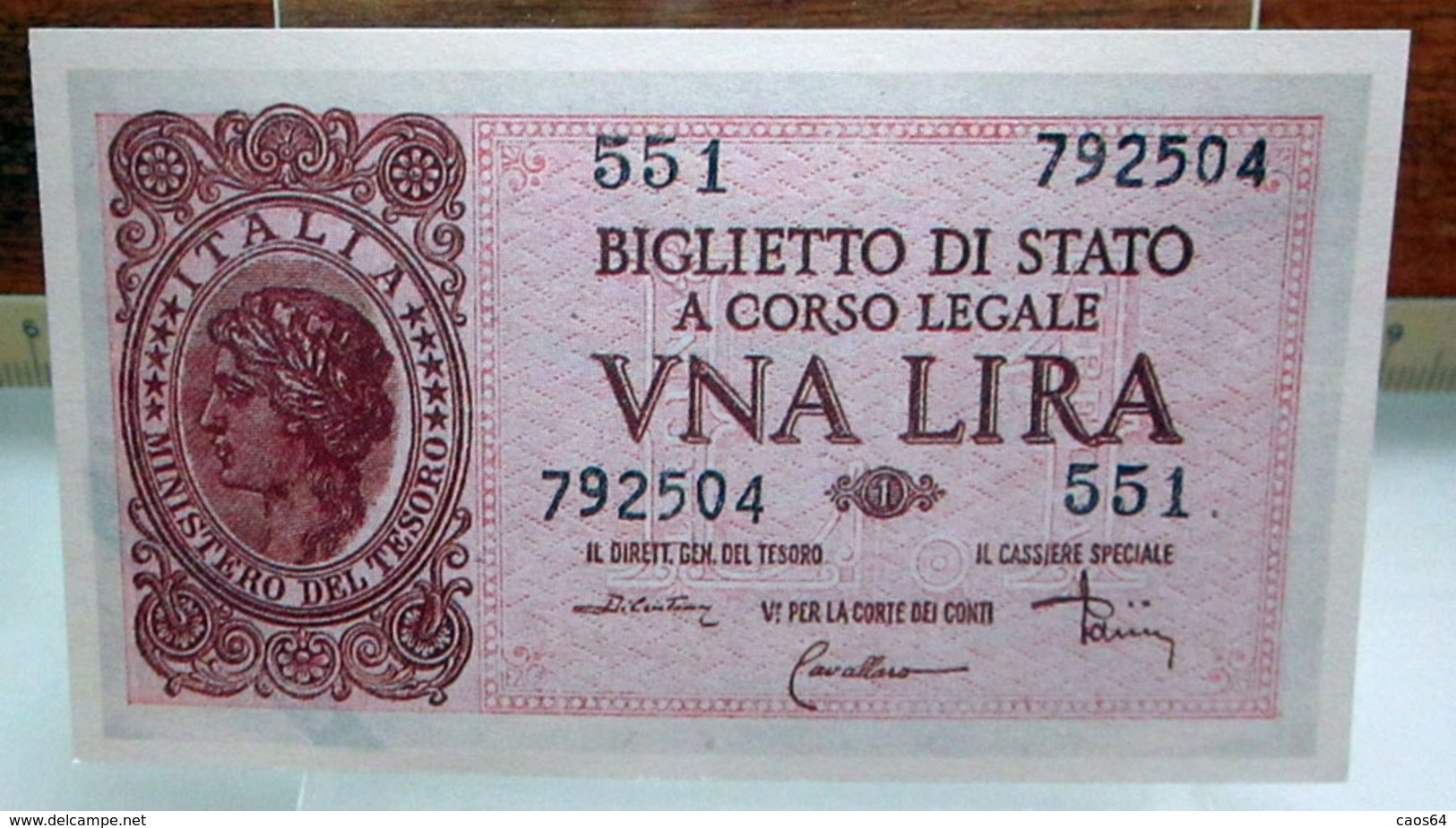 MINI BANCONOTA FAC-SIMILE UNA LIRA 1944 - Fiktive & Specimen