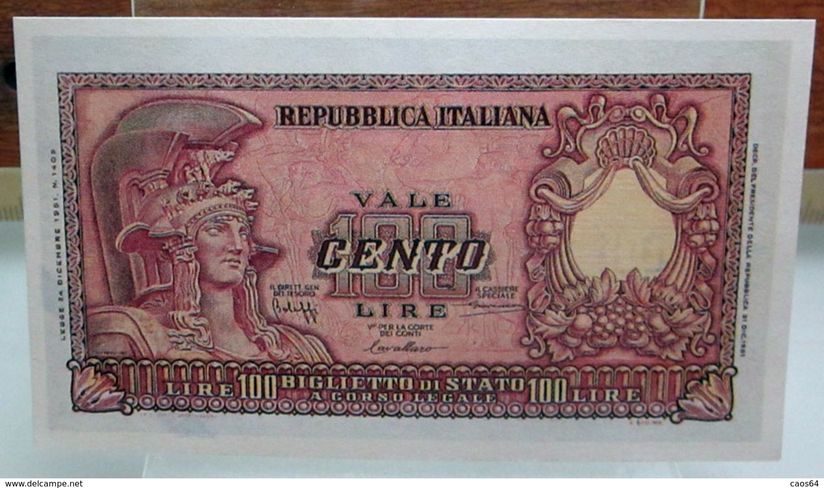 MINI BANCONOTA FAC-SIMILE CENTO LIRE 1951 - Specimen