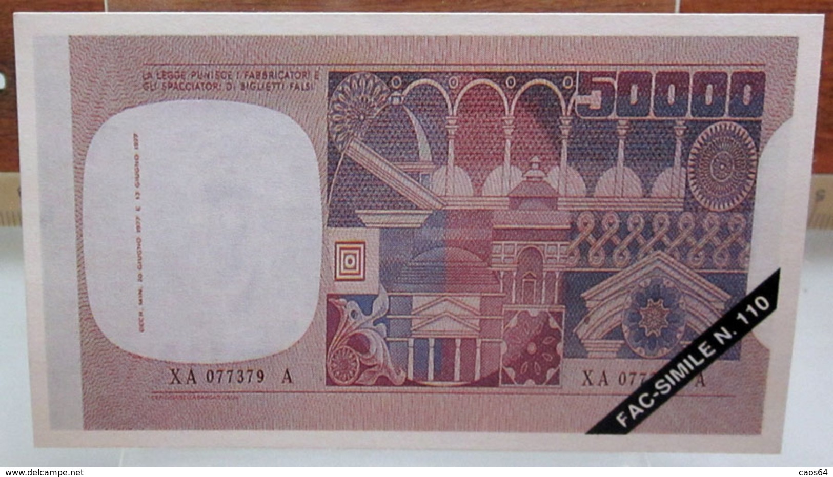 MINI BANCONOTA FAC-SIMILE  50.000 LIRE - Specimen