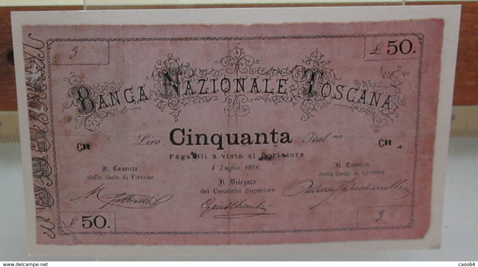 MINI BANCONOTA FAC-SIMILE LIRE CINQUANTA BANCA NAZIONALE TOSCANA - Fiktive & Specimen