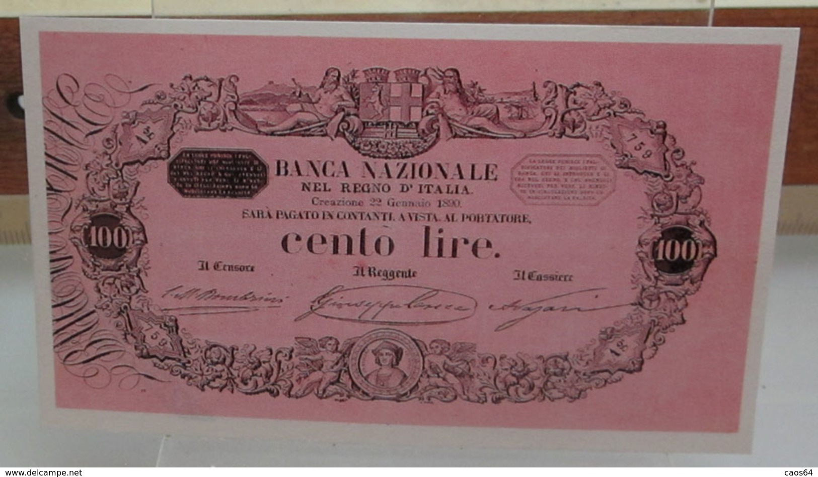 MINI BANCONOTA FAC-SIMILE LIRE CENTO REGNO D'ITALIA - Fiktive & Specimen