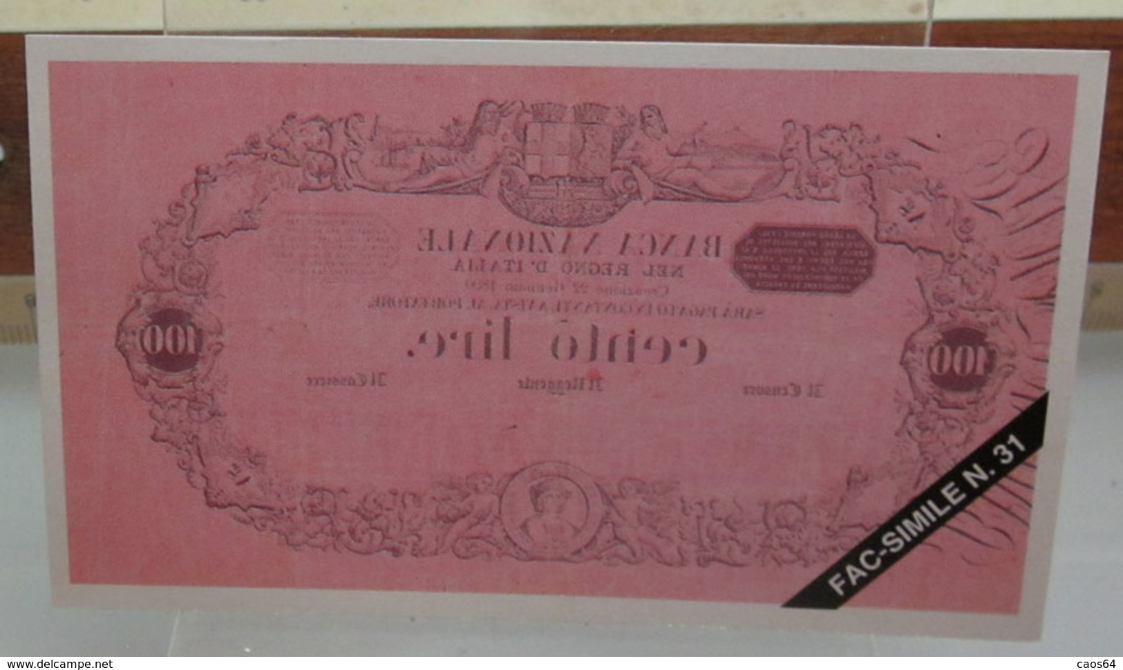 MINI BANCONOTA FAC-SIMILE LIRE CENTO REGNO D'ITALIA - Specimen