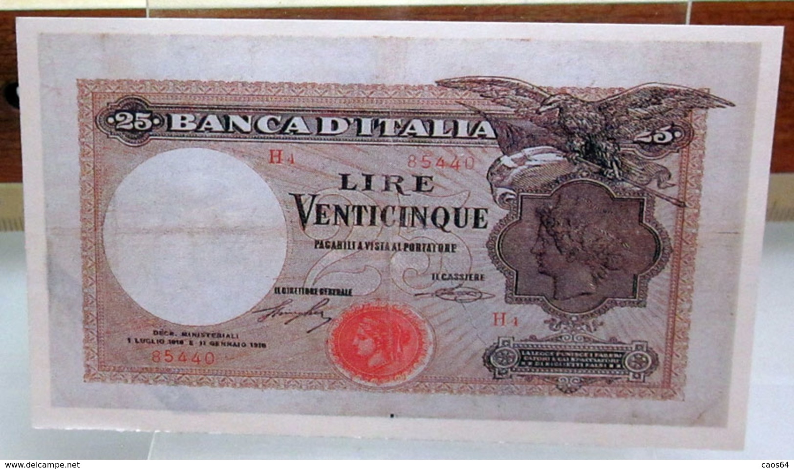 MINI BANCONOTA FAC-SIMILE LIRE VENTICINQUE - Specimen