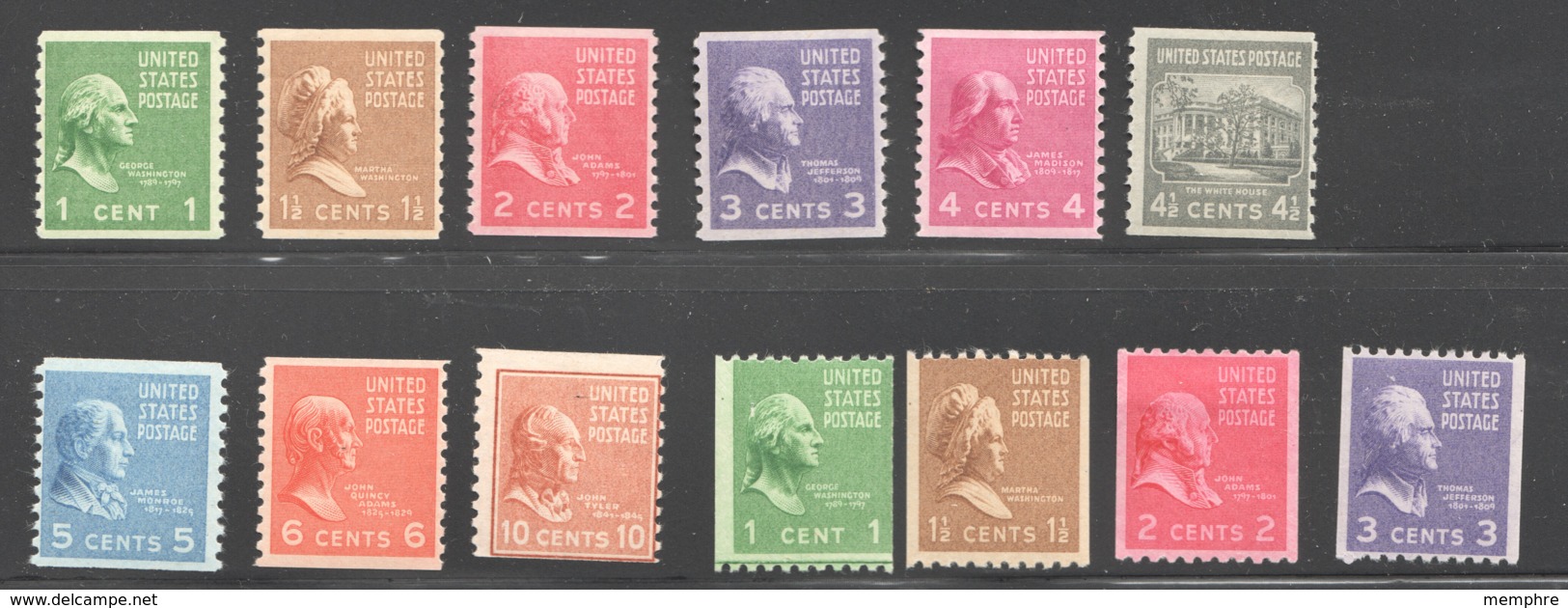 1939  Prexie Coils Complete Sets  MNH Except 843,850 MH - Unused Stamps