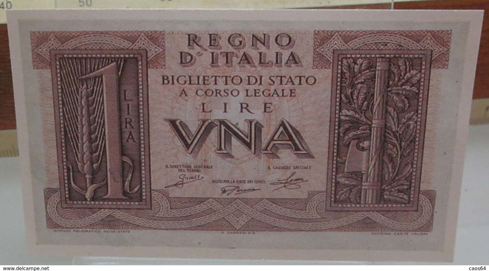 MINI BANCONOTA FAC-SIMILE LIRE UNA REGNO D'ITALIA - Fiktive & Specimen