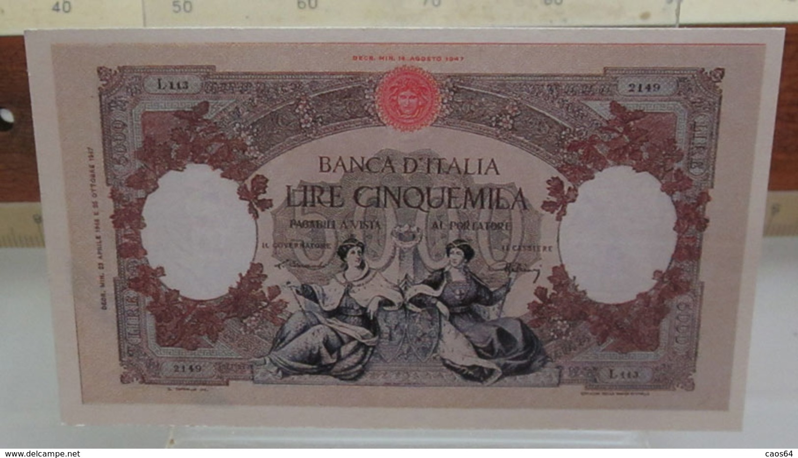 MINI BANCONOTA FAC-SIMILE LIRE CINQUEMILA 1893 - Specimen