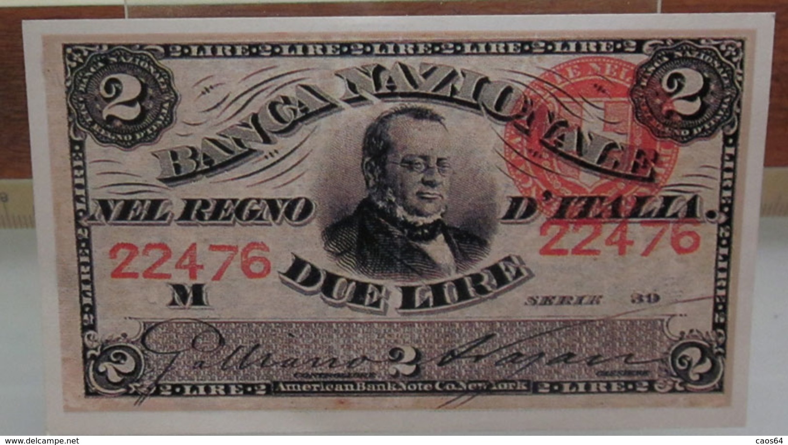 MINI BANCONOTA FAC-SIMILE LIRE DUE REGNO D'ITALIA - Specimen