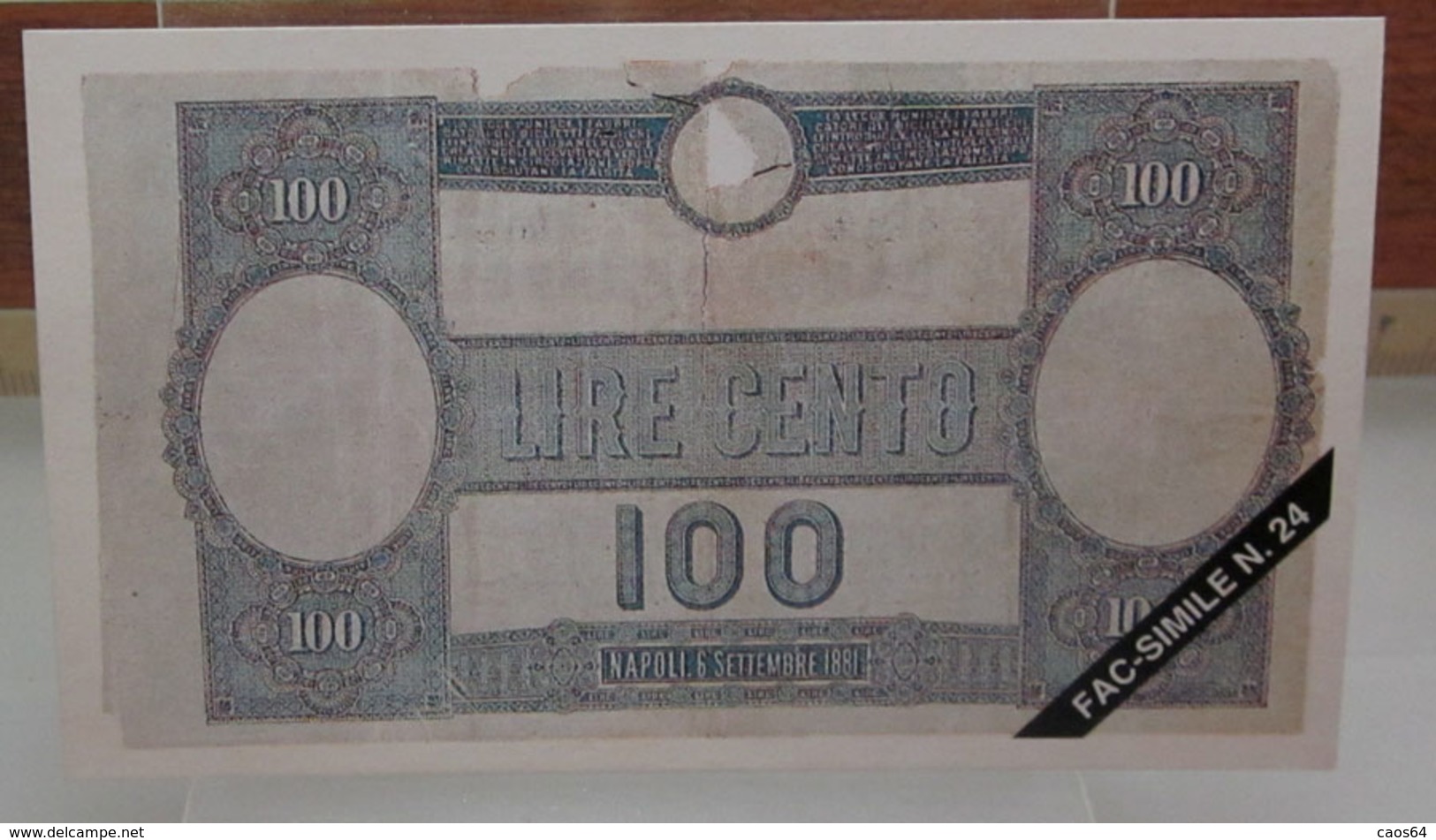 MINI BANCONOTA FAC-SIMILE LIRE CENTO BANCO DI NAPOLI - Specimen