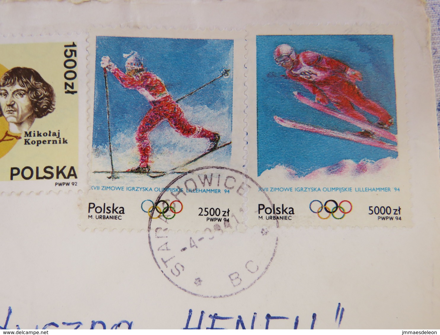 Poland 1994 Registered Cover To Gdynia - Olympic Games - Ski - Copernicus - Chopin Piano Music - Lettres & Documents