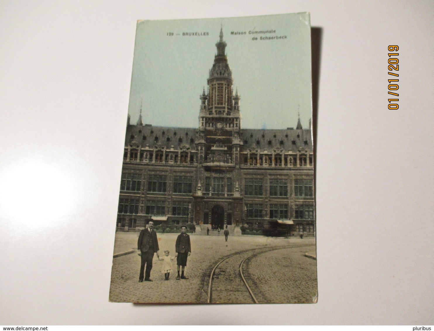 BRUXELLES MAISON COMMUNALE DE SCHAERBECK , TRAMWAY  , OLD  POSTCARD, O - Public Transport (surface)