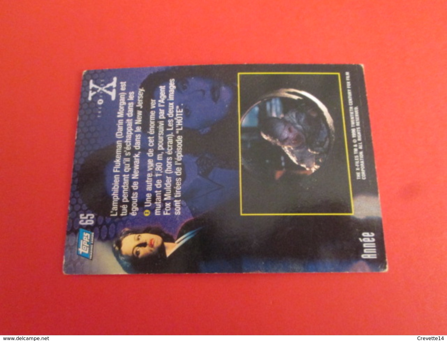 1-25  TRADING CARD TOPPS SERIE TELE X-FILES MULDER SCULLY : N°65 ANNEE - X-Files