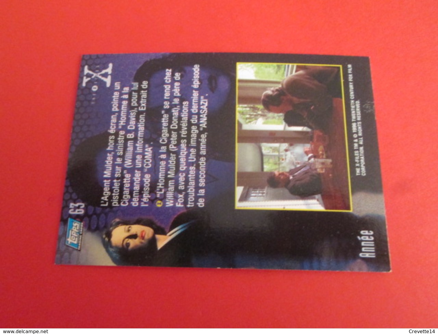 1-25  TRADING CARD TOPPS SERIE TELE X-FILES MULDER SCULLY : N°63 PRODUCTION - X-Files