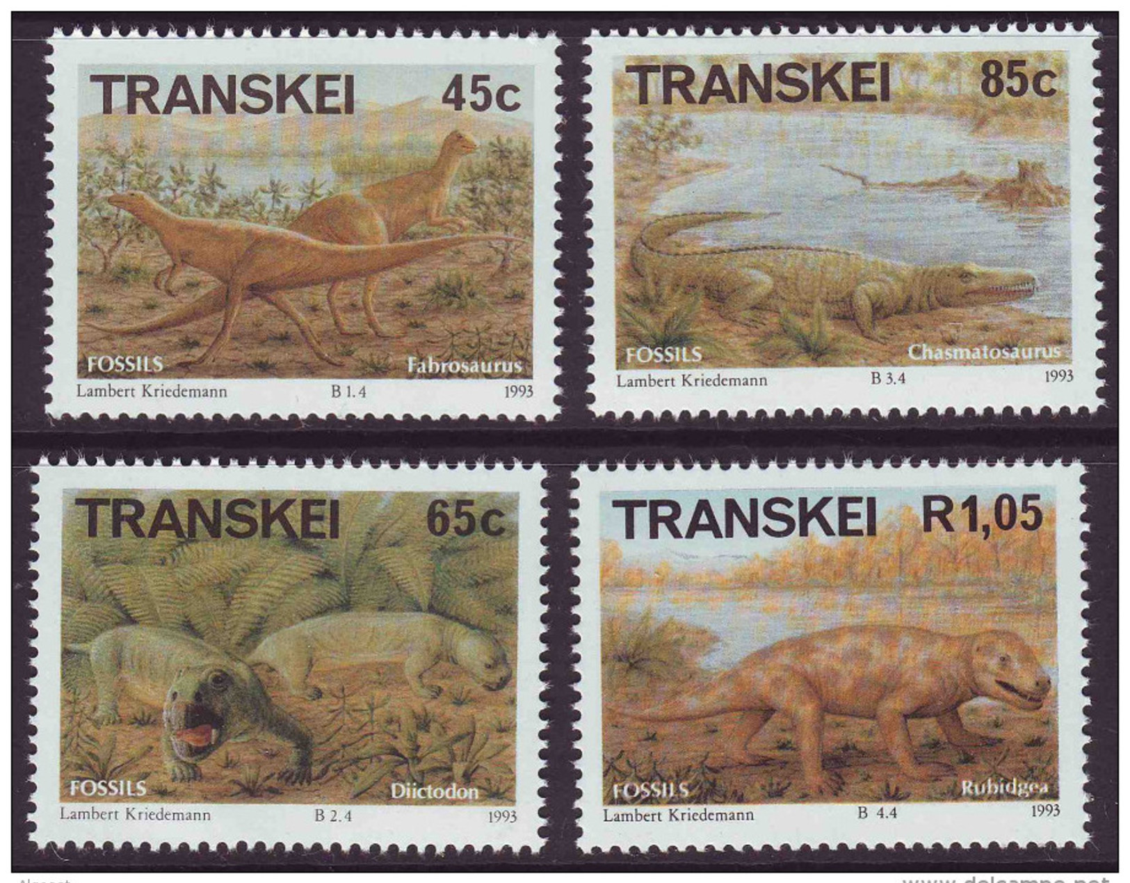 D101006 Transkei 1993 South Africa PREHISTORIC FOSSILS MNH Set - Afrique Du Sud Afrika RSA Sudafrika - Transkei