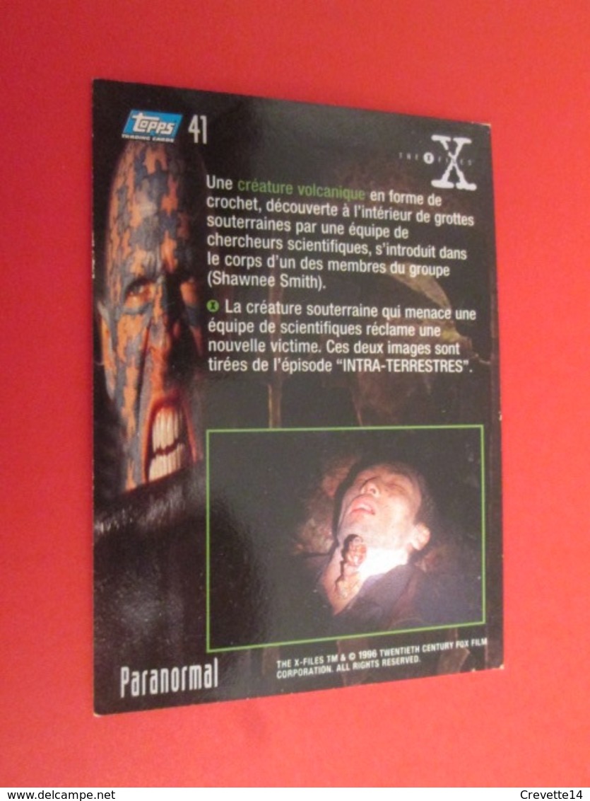 26/50  TRADING CARD TOPPS SERIE TELE X-FILES MULDER SCULLY : N°41 PARANORMAL Une Bite Menace Scully !!! - X-Files