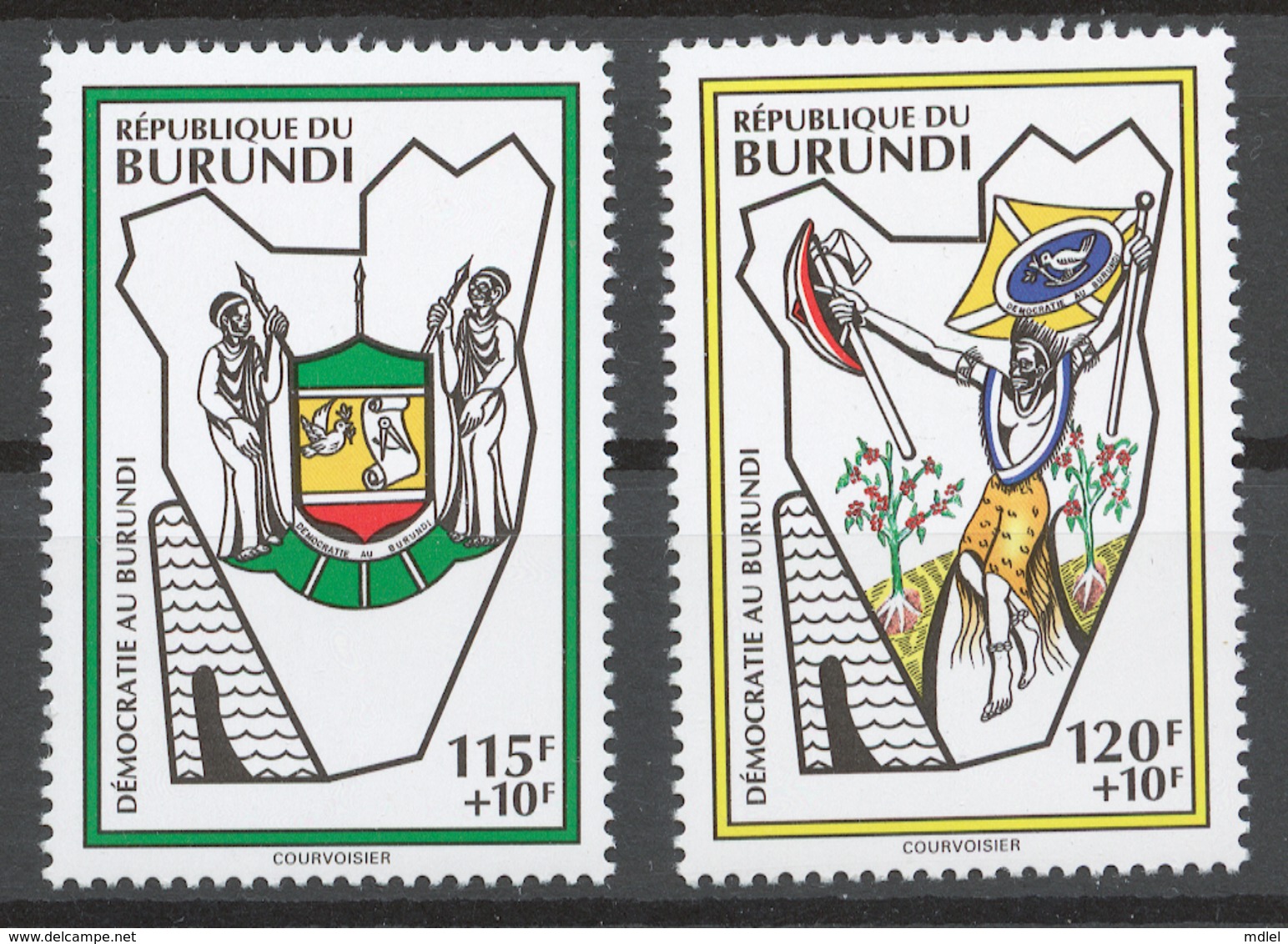 Burundi 1994 Mi# 1800-01** MAP, COAT OF ARMS AND FLAG OF BURUNDI - Neufs