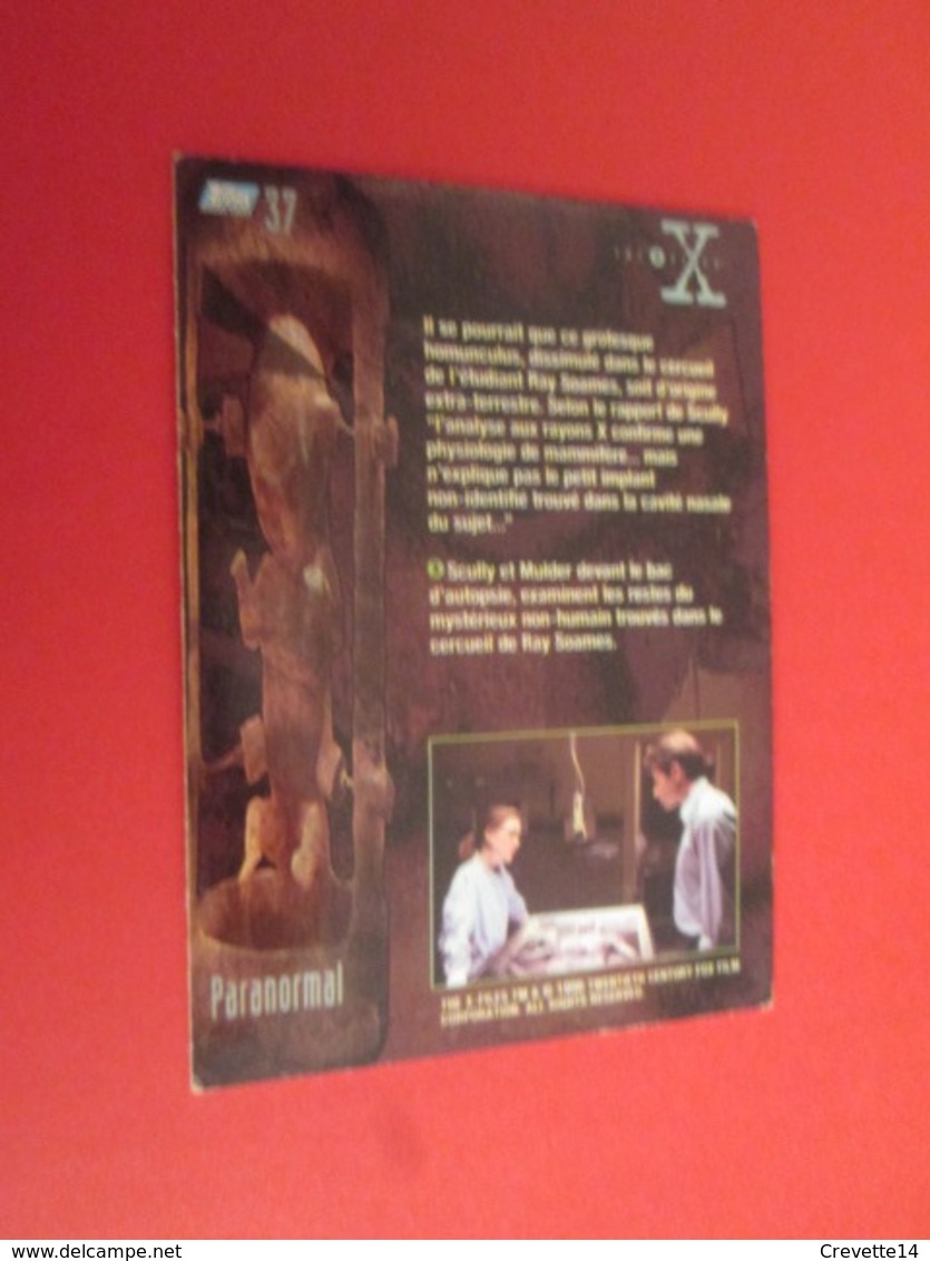 26/50  TRADING CARD TOPPS SERIE TELE X-FILES MULDER SCULLY : N°37 PARANORMAL - X-Files