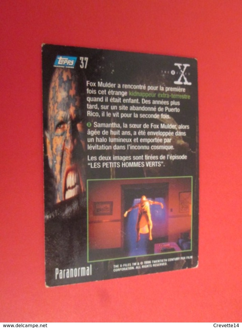 26/50  TRADING CARD TOPPS SERIE TELE X-FILES MULDER SCULLY : N°37 PARANORMAL - X-Files