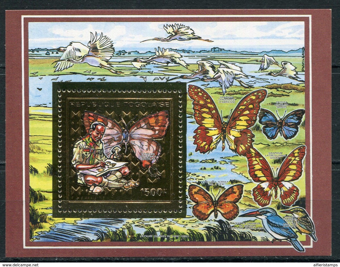 1990- TOGO- SCOUT& BUTTERFLY - GOLD STAMP  - M.N.H. LUXE !! - Togo (1960-...)