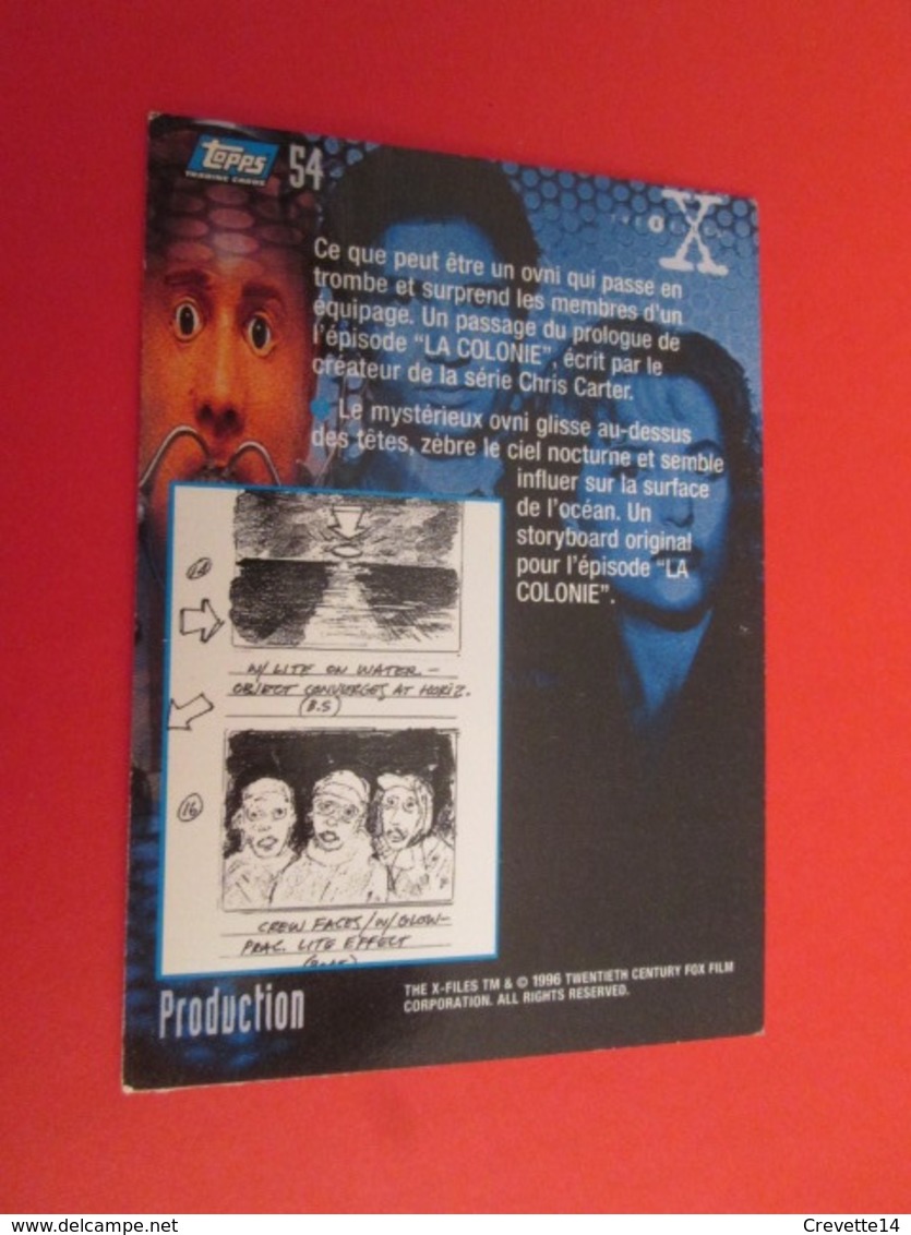 51/75  TRADING CARD TOPPS SERIE TELE X-FILES MULDER SCULLY : N°54 PRODUCTION - X-Files