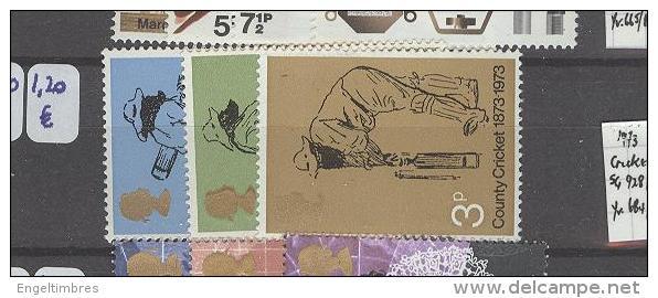 GB 1973  Cricket  SG 928/30 - Unused Stamps