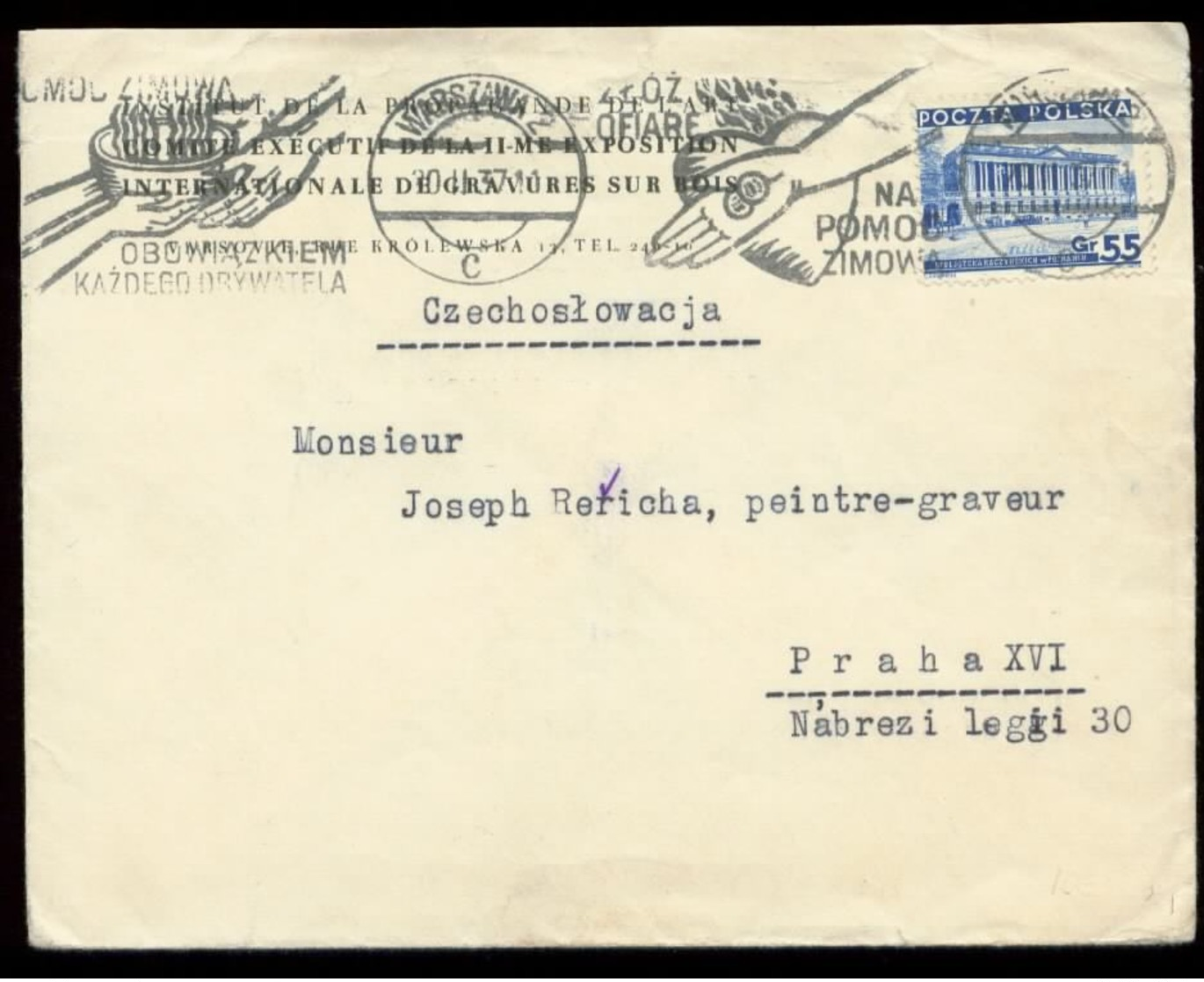 S7350 - Polen Briefumschlag: Gebraucht Warschau - Prag 1937, Bedarfserhaltung. - Lettres & Documents