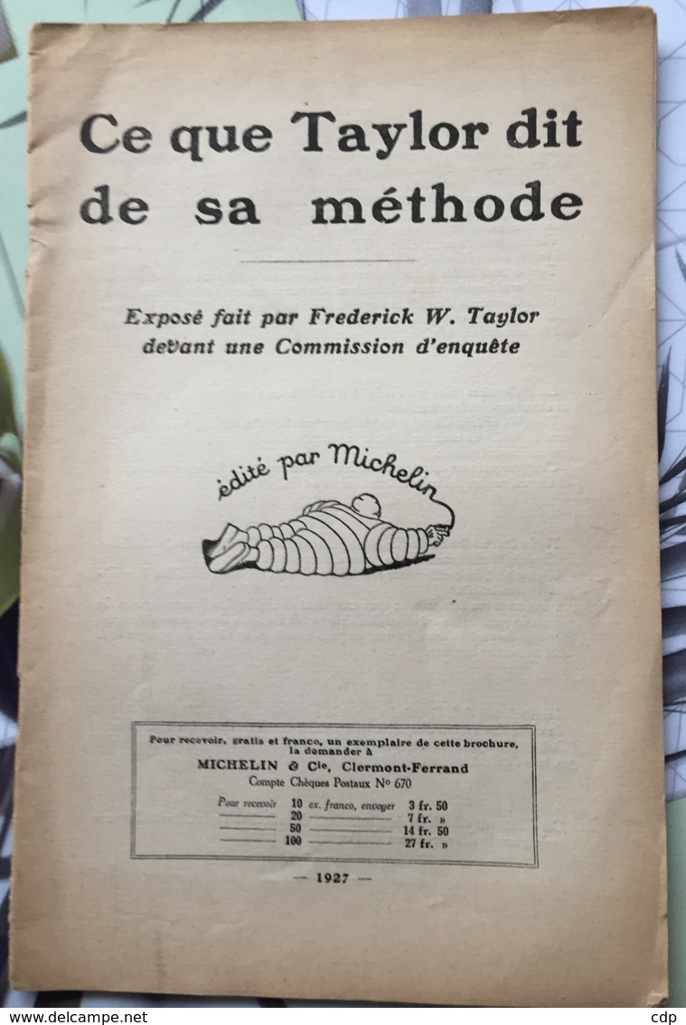 Michelin  1927   Ce Que Taylor Dit De Sa Méthode - Autres & Non Classés