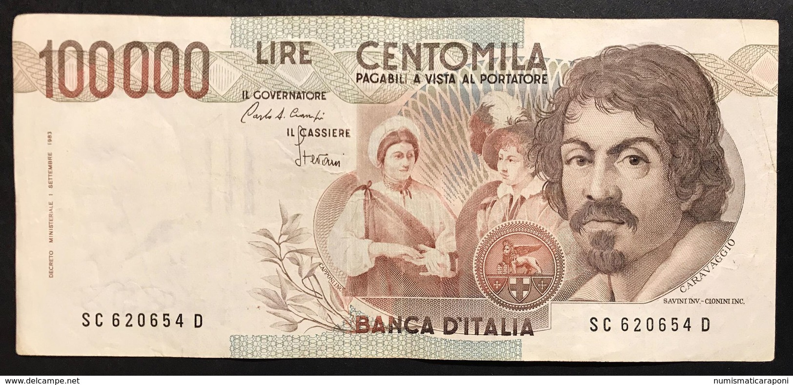 100000 Lire Caravaggio I° Tipo Serie C 1986 Lotto.2338 - 10000 Lire