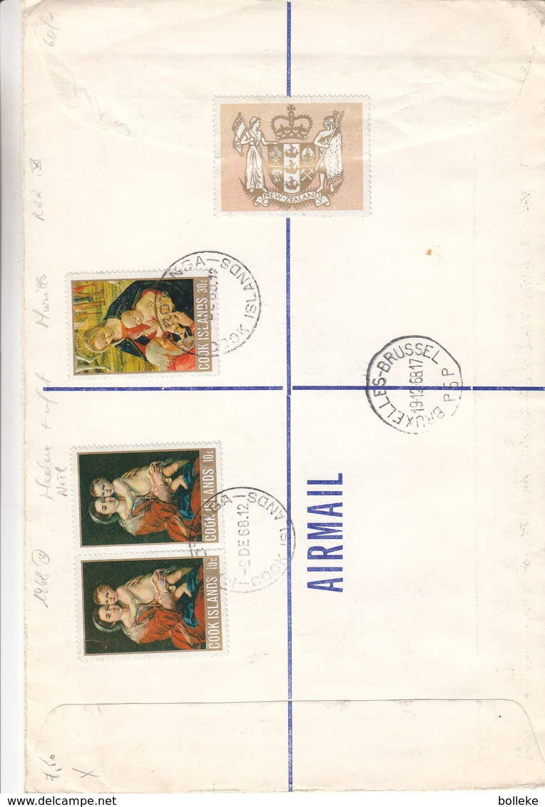 Noël 1968 - Cook Islands - Lettre Recom De 1968 ° - Oblit Raroyonga - Exp Vers Bruxelles - Peinure - Murillo - Cook