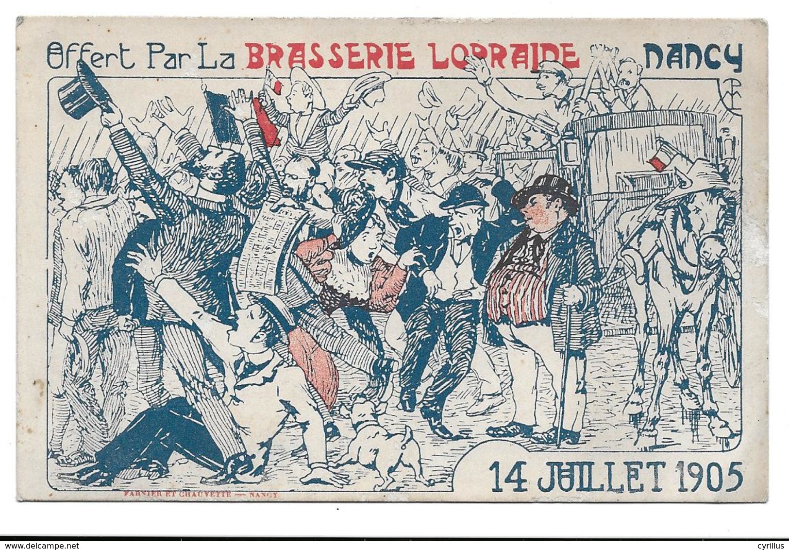 14 Juillet 1905 - La Brasserie Lorraine - Nancy - Carte Pub - Nancy