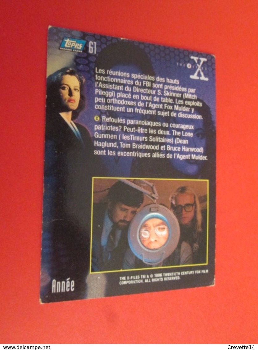 76/100  TRADING CARD TOPPS SERIE TELE X-FILES MULDER SCULLY : N°61 ANNEE - X-Files