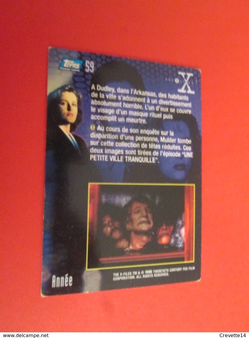 76/100  TRADING CARD TOPPS SERIE TELE X-FILES MULDER SCULLY : N°59 ANNEE - X-Files