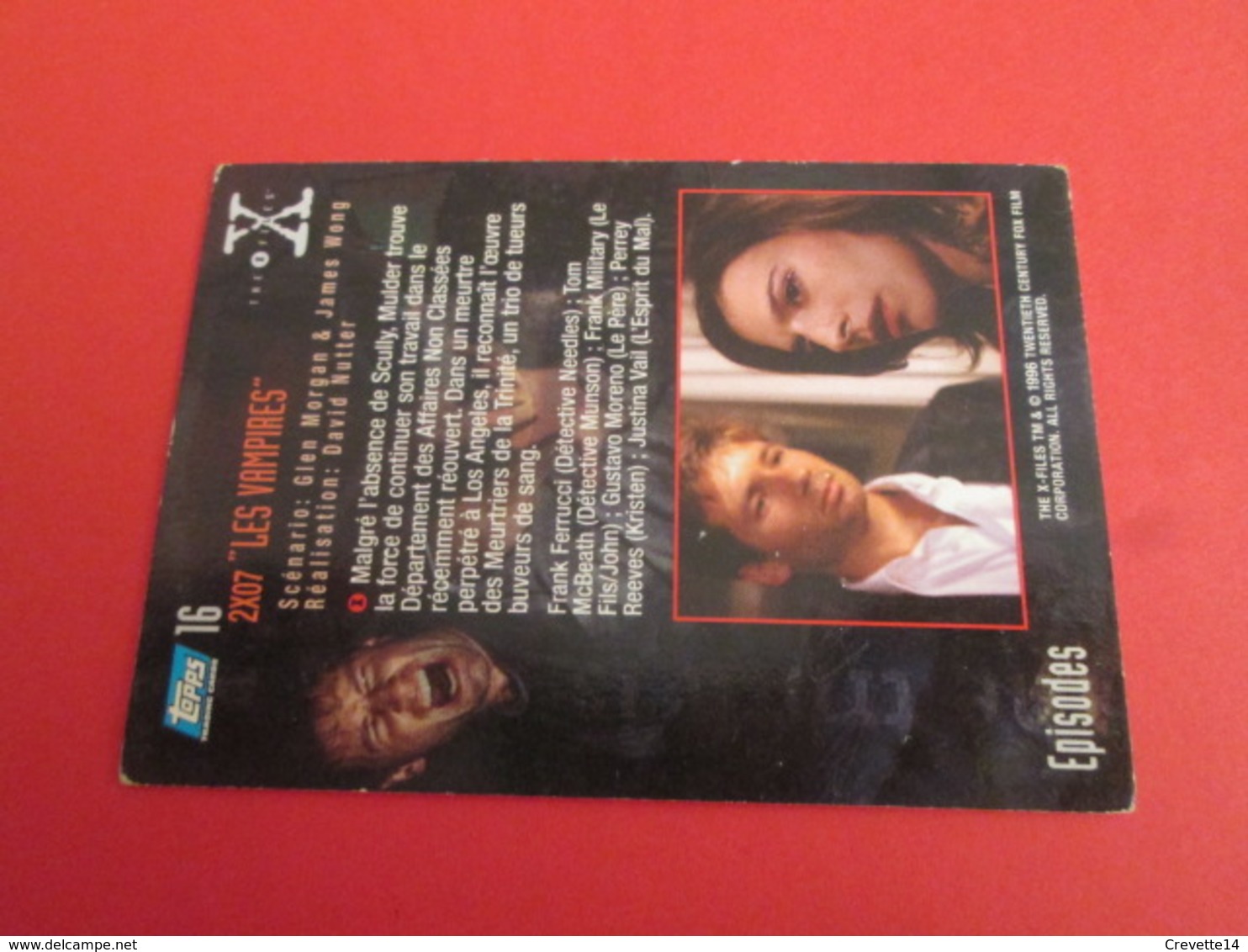 101-125  TRADING CARD TOPPS SERIE TELE X-FILES MULDER SCULLY : N°16 2x07 LES VAMPIRES - X-Files