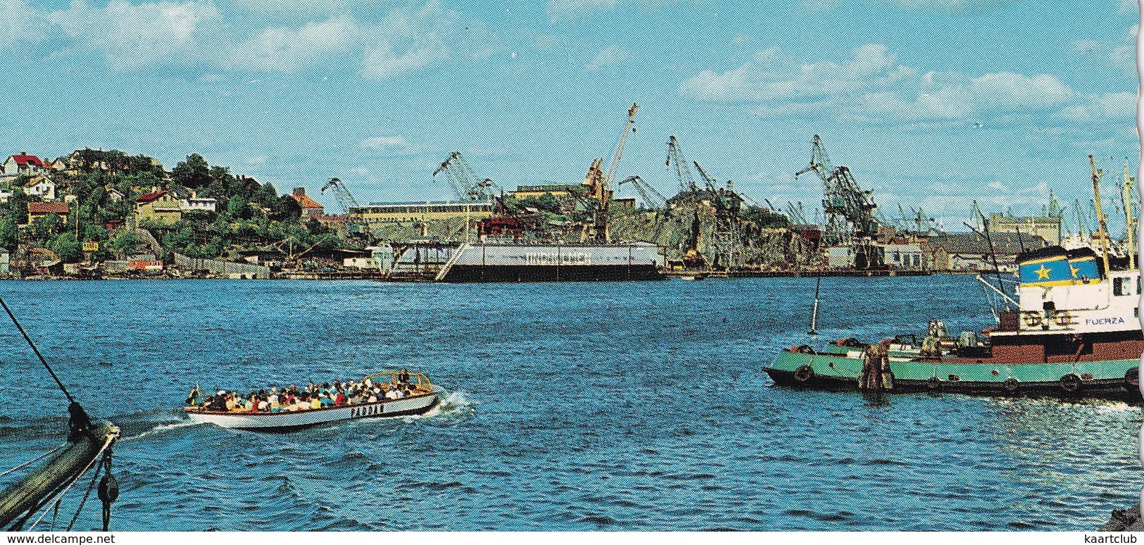 Göteborg - Hamnen: TOURIST- & TUGBOAT, DRY-DOCK, CRANES - Zweden