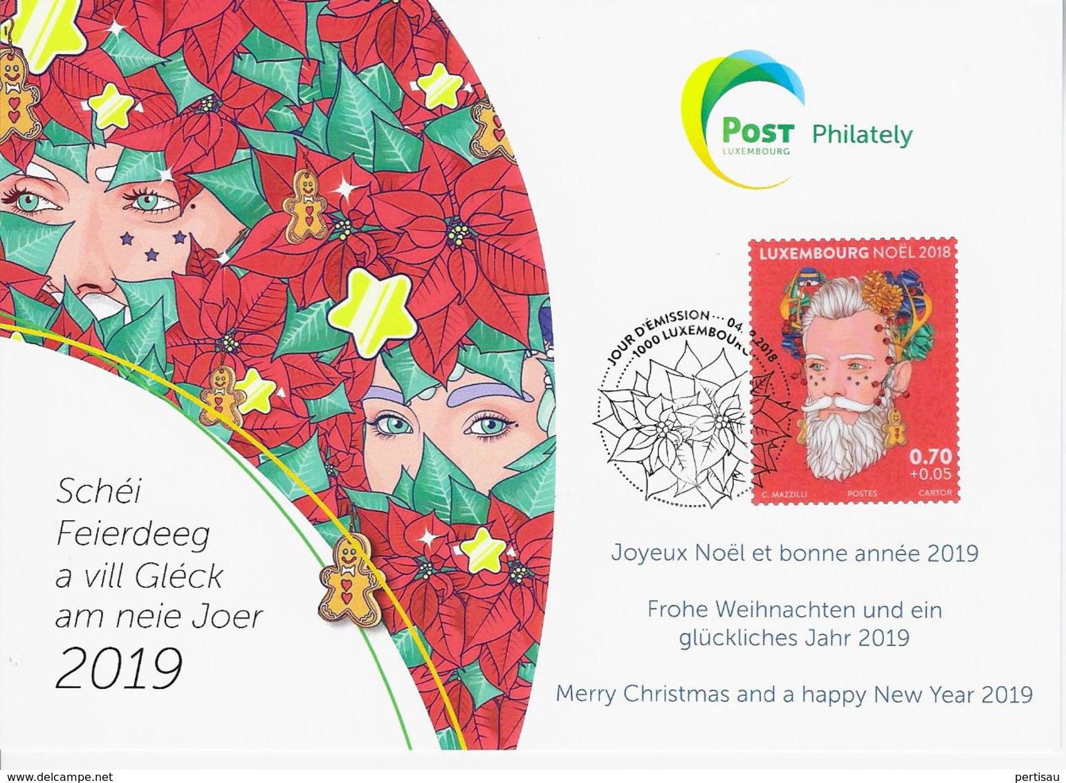 Wenskaart Joyeux Noel Et Bonne Annee 2019 Speciale Afstempeling 2018 - Commemoration Cards