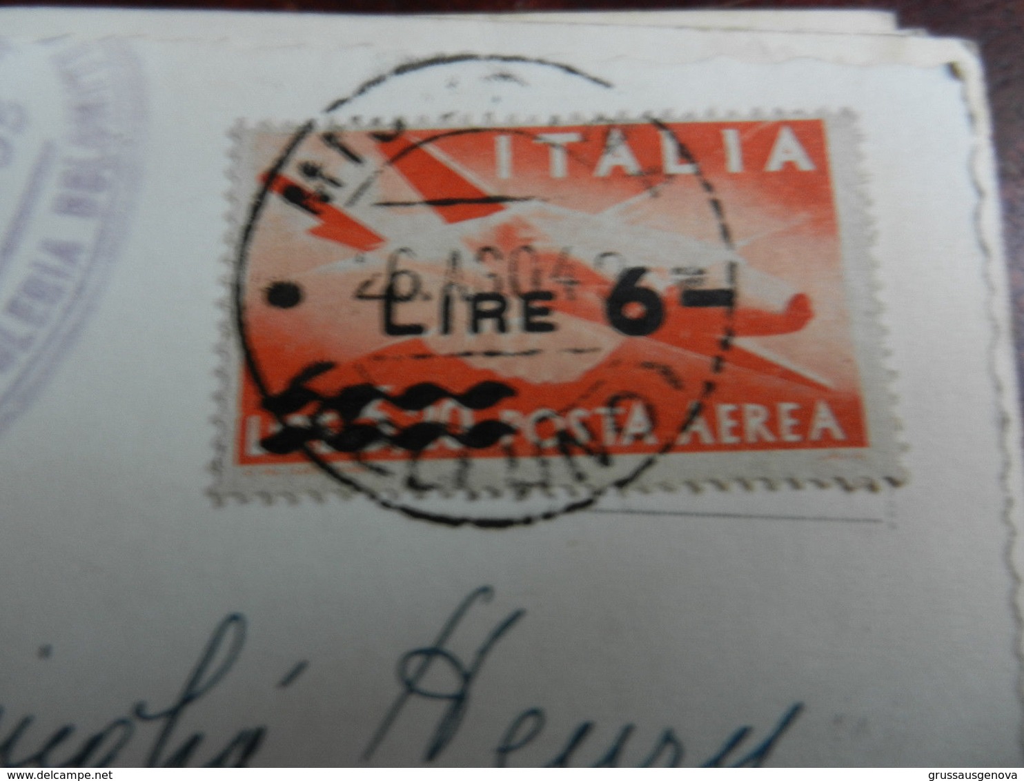 19828) ALBERGO LAGO MISURINA POSTA AEREA SOPRASTAMPATO LIRE 6 VIAGGIATA 1948 - Luftpost