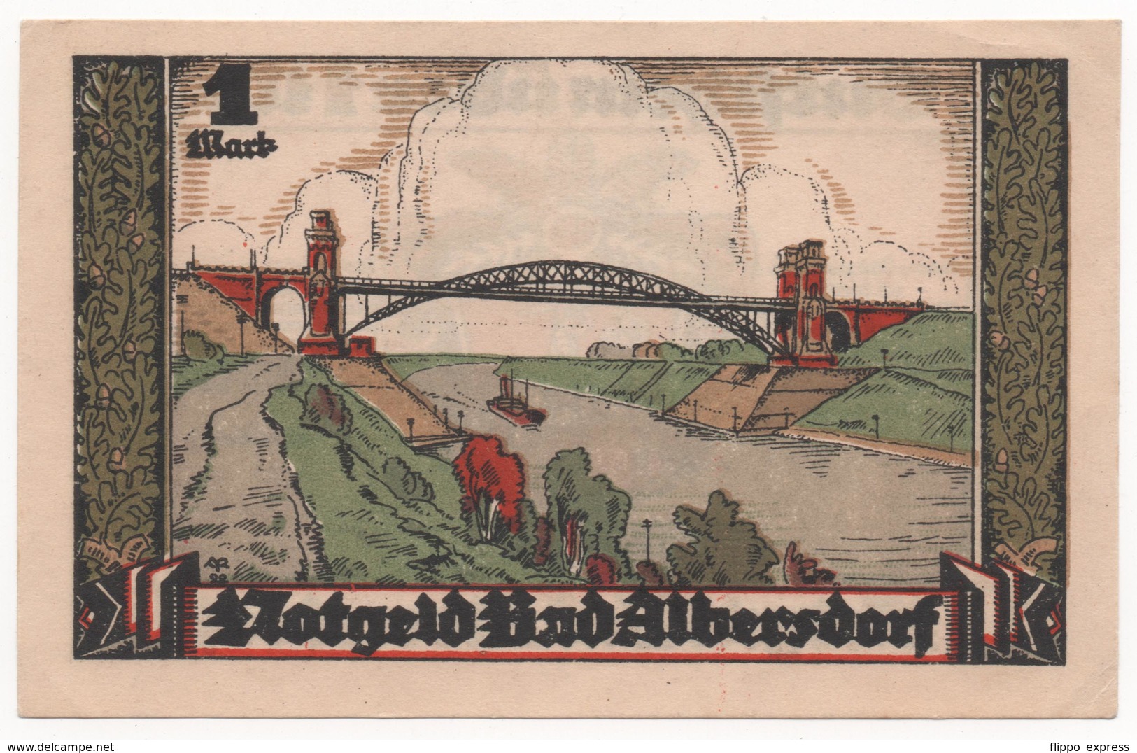 Germany 1922, 1 Mark, Bad Albersdorf, Notgeld, UNC - [11] Lokale Uitgaven