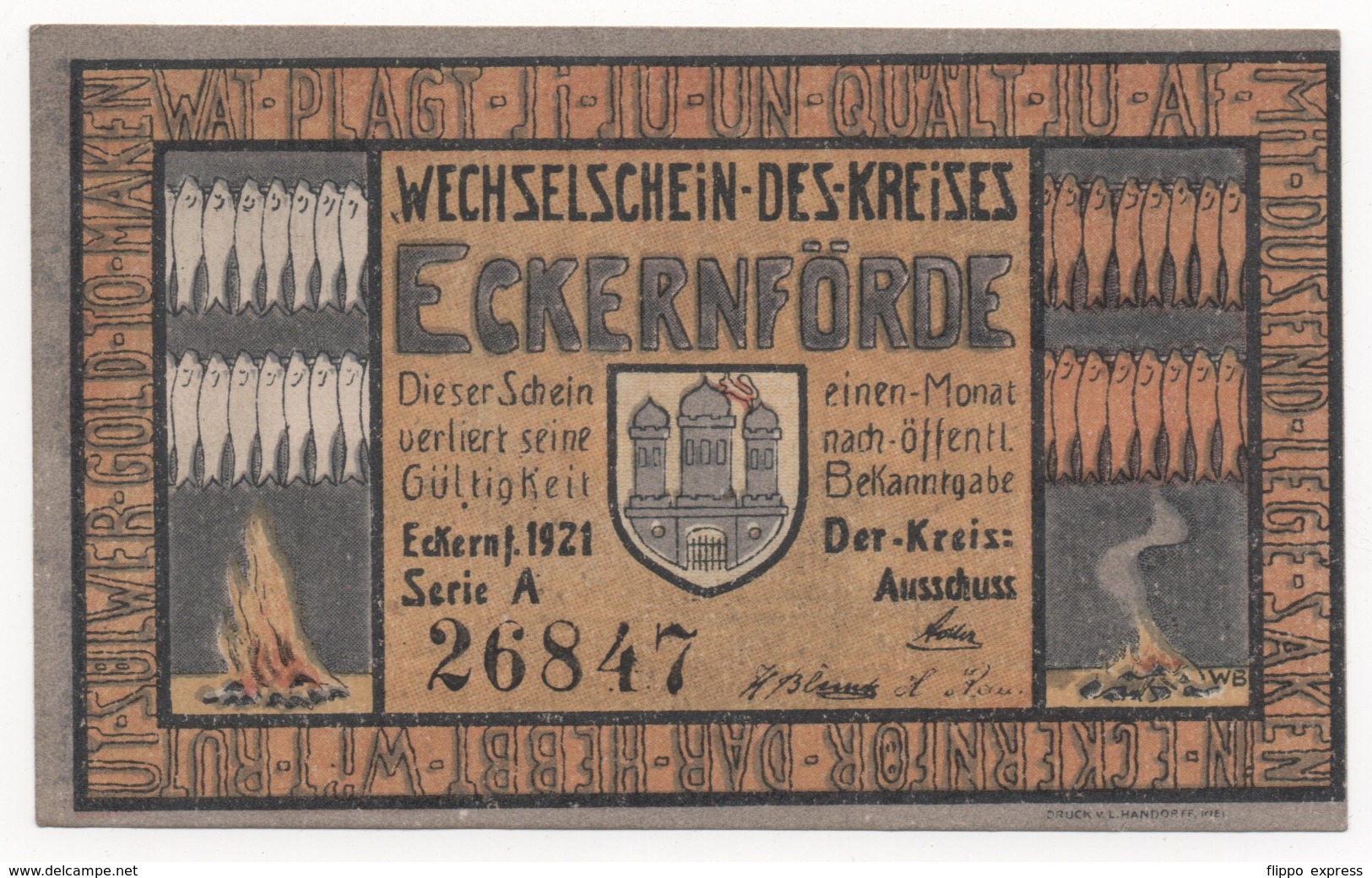 Germany 1921, 50 Pfennig, Eckernförde, Notgeld, UNC - [11] Local Banknote Issues