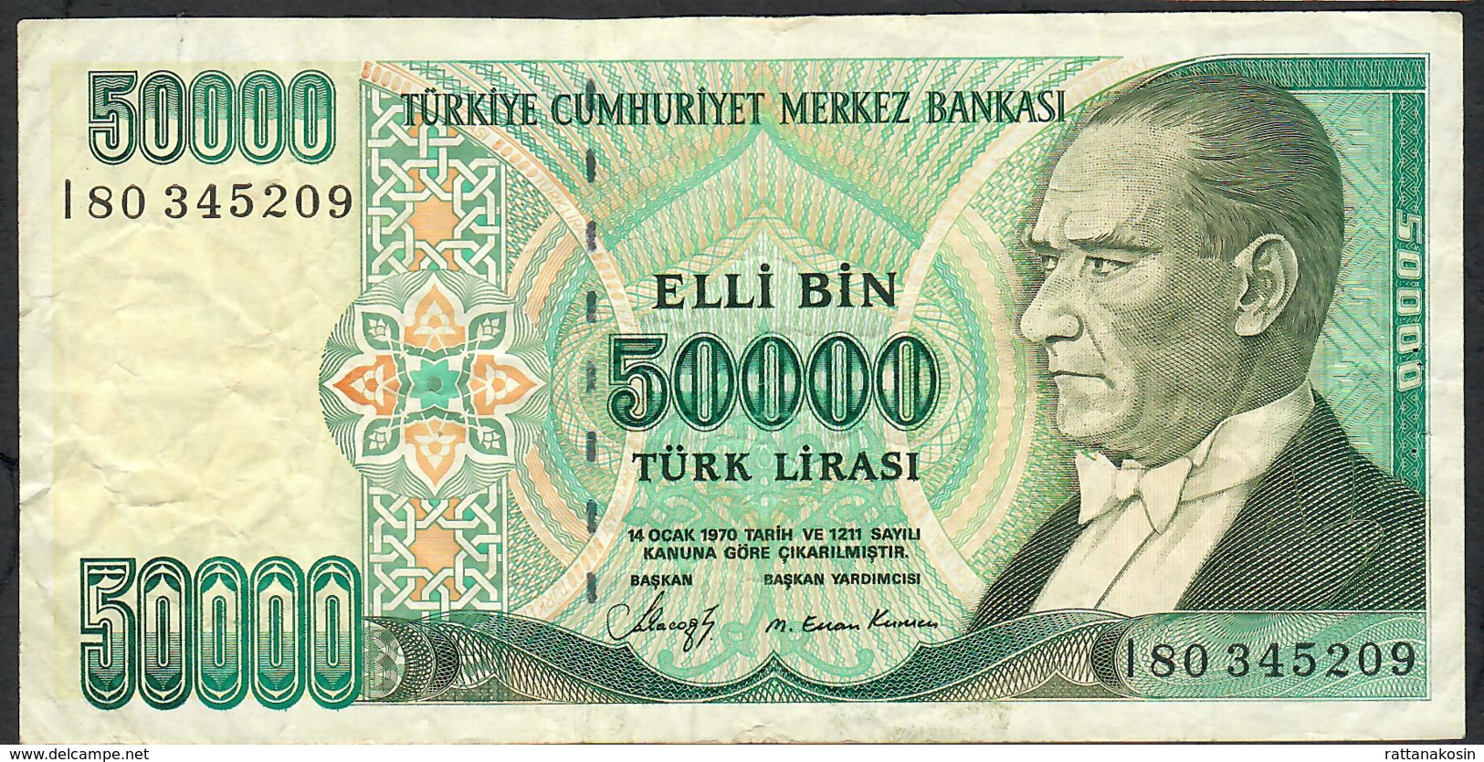 TURKEY P203 50.000 LIRA   1989 VF - Turquie