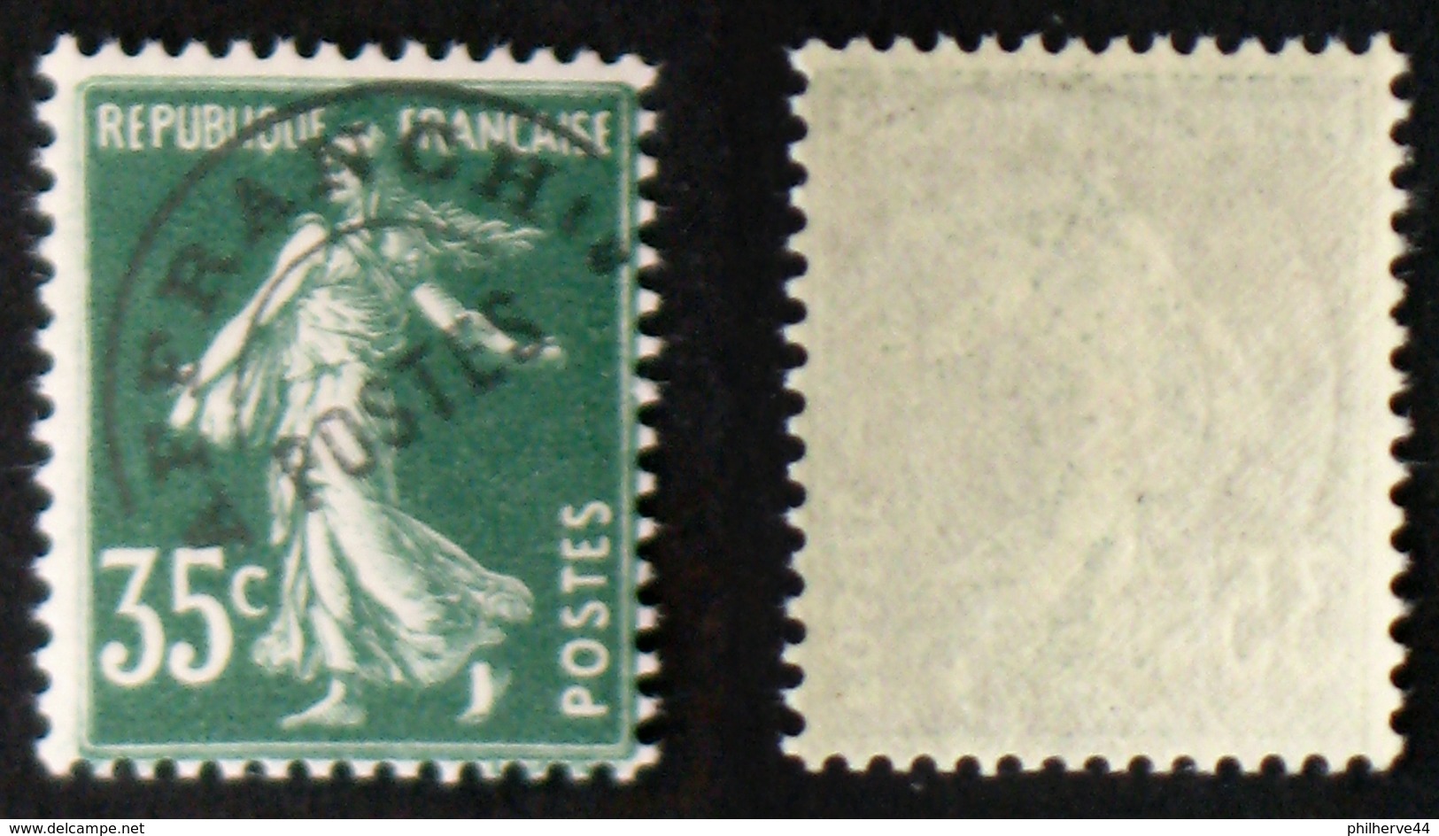 N° PREO 63 Semeuse 35c Vert TB Neuf N** Cote 16€ - 1893-1947
