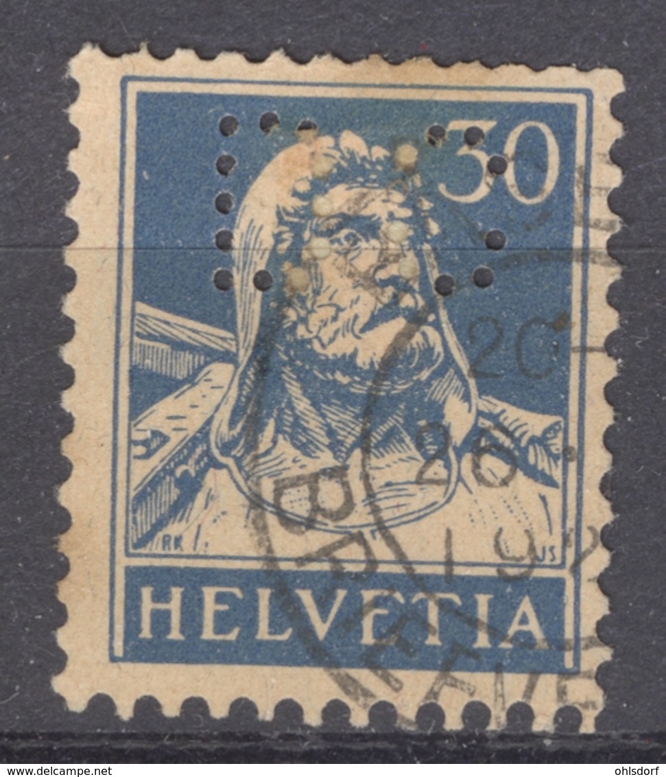 HELVETIA 1921-34: Mi 169 / YT 205, O PERFIN - FREE SHIPPING ABOVE 10 EURO - Perfins