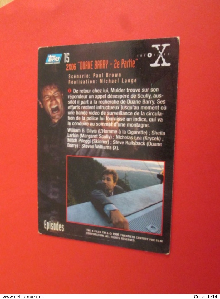 101-125  TRADING CARD TOPPS SERIE TELE X-FILES MULDER SCULLY : N°15  2x06 DUANE BARRY - X-Files