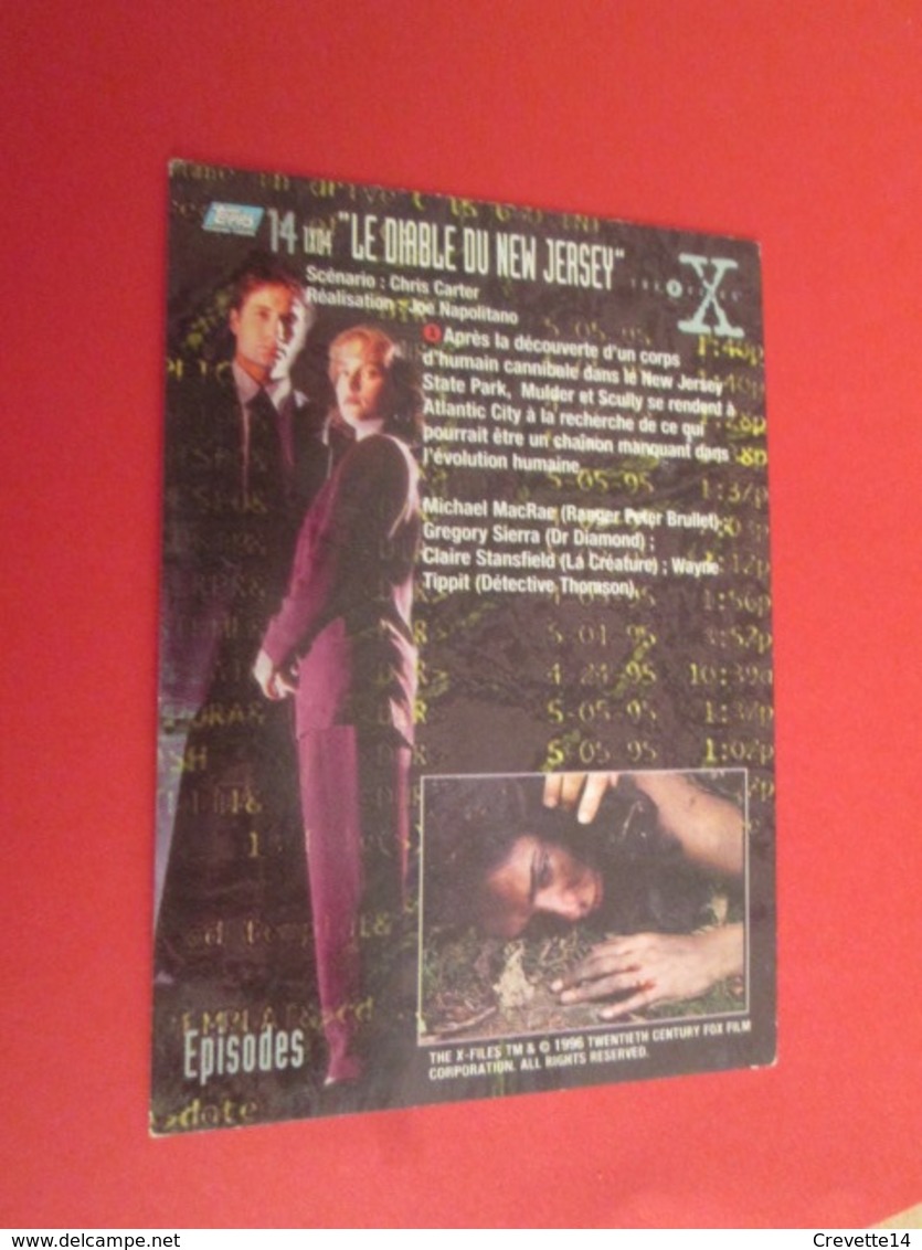 101-125  TRADING CARD TOPPS SERIE TELE X-FILES MULDER SCULLY : N°14  1x04 LE DIABLE DU NEW JERSEY - X-Files
