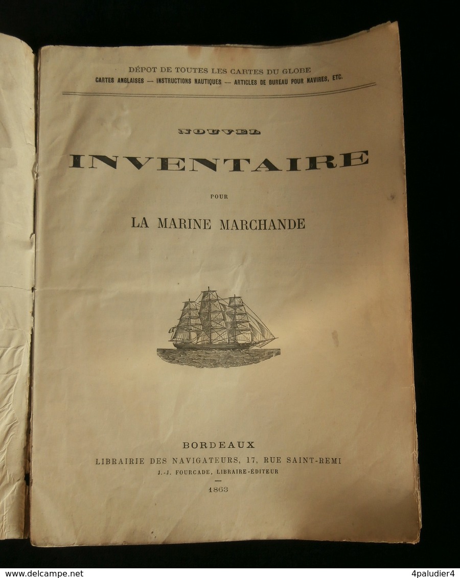 NOUVEL INVENTAIRE POUR LA MARINE MARCHANDE BORDEAUX 1864 ( Catalogue ) - Bateau